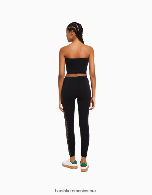 Bershka femei top cu bandă fără cusături negru Z86D825 îmbrăcăminte