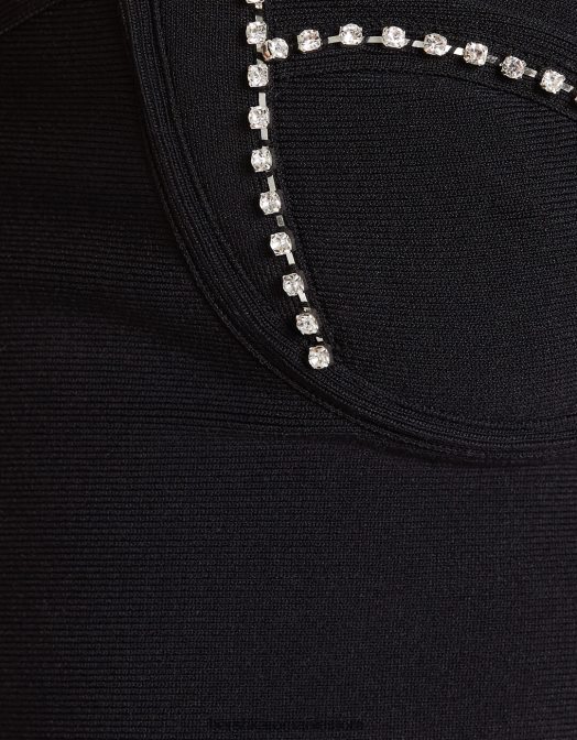 Bershka femei top cu bijuterie din tricot cu bretele negru Z86D837 îmbrăcăminte