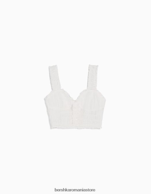 Bershka femei top cu bretele cu nasturi alb Z86D737 îmbrăcăminte