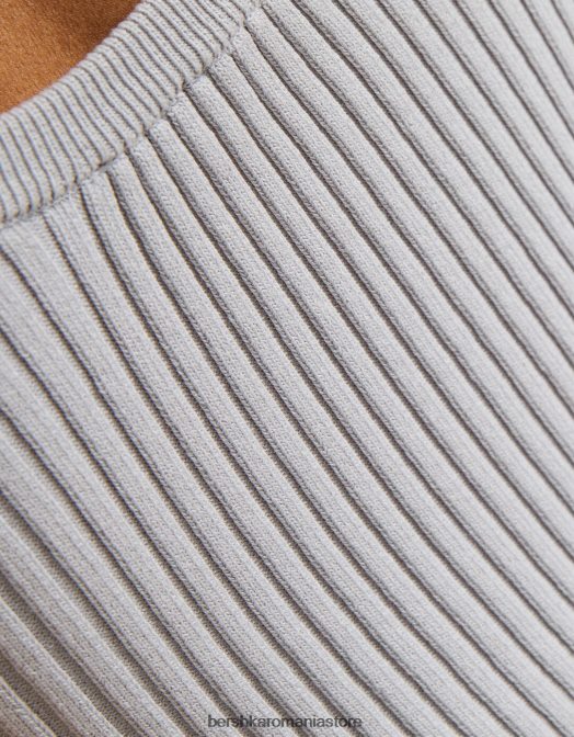 Bershka femei top cu bretele cu nervuri gri Z86D840 îmbrăcăminte