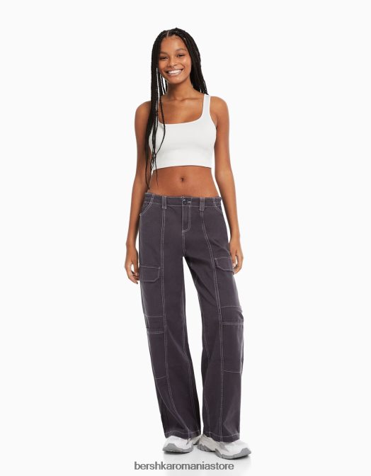 Bershka femei top cu bretele largi alb Z86D799 îmbrăcăminte