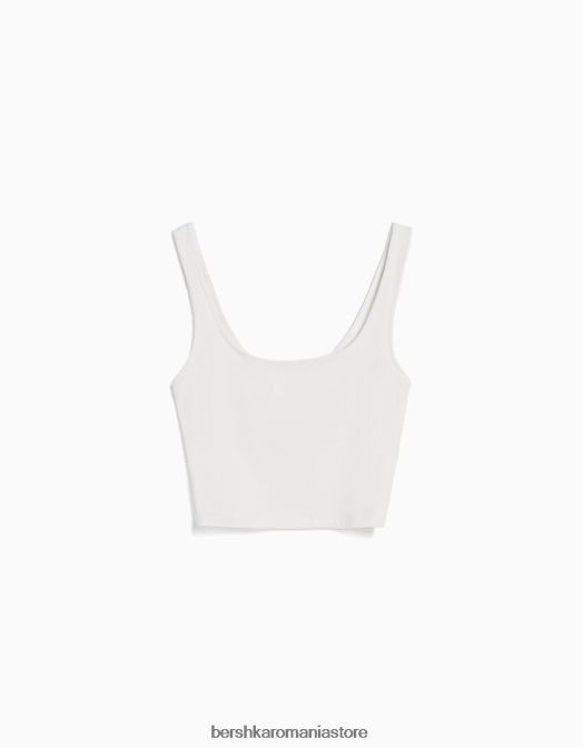 Bershka femei top cu bretele largi alb Z86D799 îmbrăcăminte
