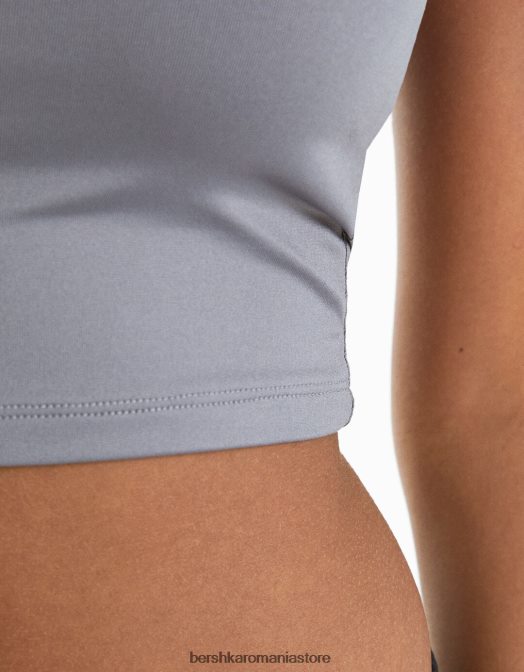 Bershka femei top cu bretele largi gri inchis Z86D800 îmbrăcăminte