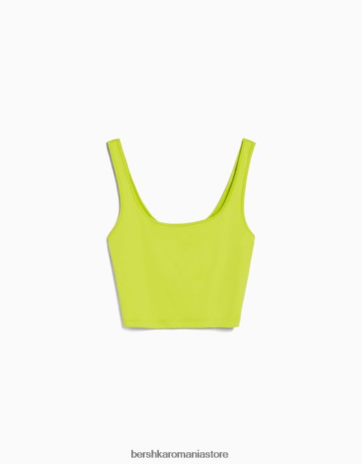 Bershka femei top cu bretele largi lămâie verde Z86D798 îmbrăcăminte