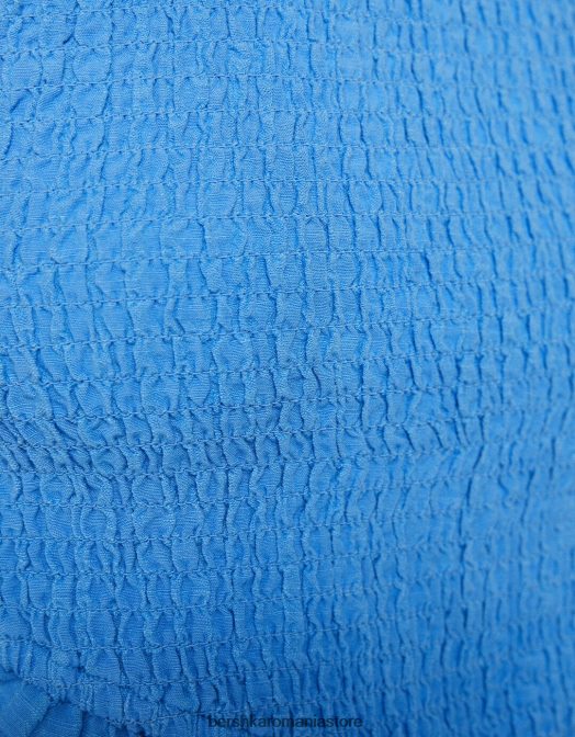 Bershka femei top cu cap cu detaliu cravată și elastic încâlcit albastru Z86D891 îmbrăcăminte