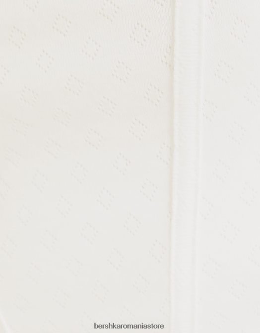 Bershka femei top cu corset cu bretele din tricot pointelle decupat alb Z86D892 îmbrăcăminte