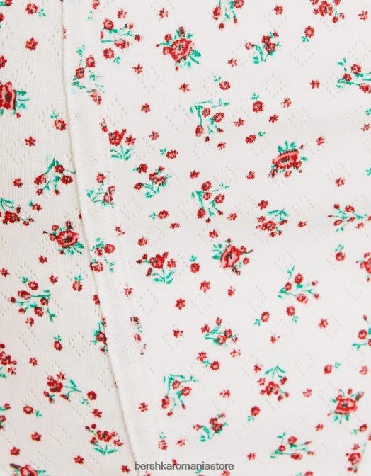 Bershka femei top cu corset cu bretele din tricot pointelle decupat cremă Z86D893 îmbrăcăminte