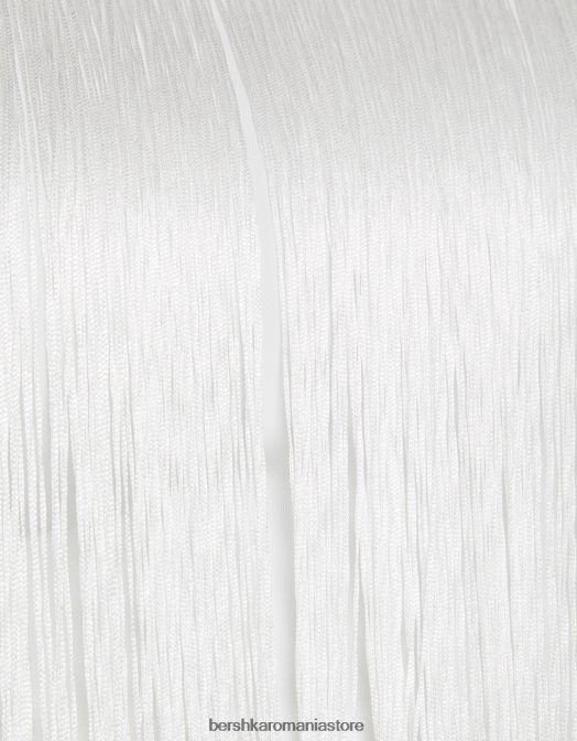 Bershka femei top cu gât cu franjuri cremă Z86D717 îmbrăcăminte