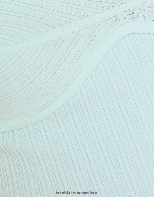 Bershka femei top din nailon striat cu bretele albastru deschis Z86D833 îmbrăcăminte