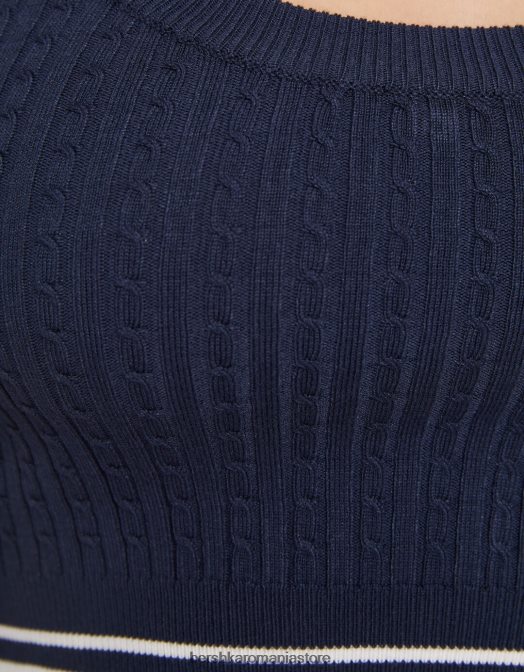 Bershka femei top din tricot cablu albastru Z86D895 îmbrăcăminte