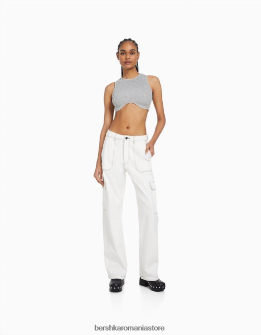 Bershka femei top fără mâneci din tricot metalic argint Z86D842 îmbrăcăminte