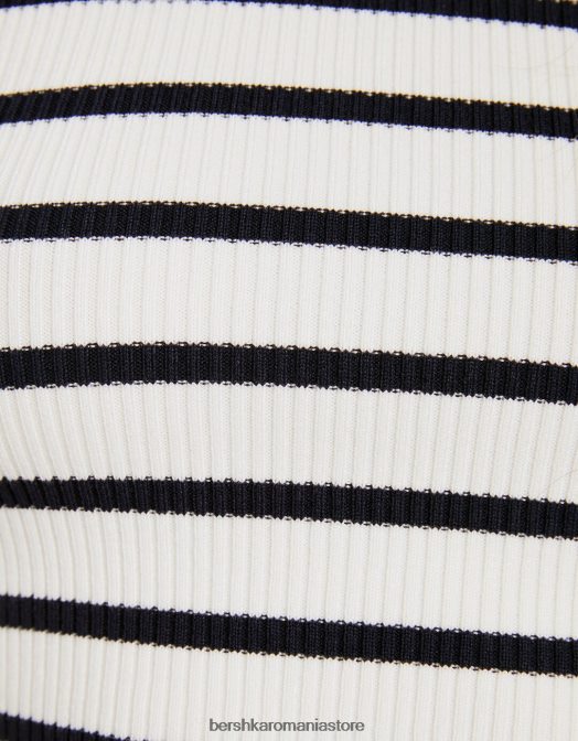 Bershka femei top fără mâneci din tricot în dungi cremă Z86D884 îmbrăcăminte