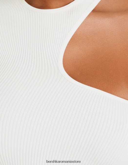 Bershka femei top fără mâneci fără cusături asimetric cremă Z86D875 îmbrăcăminte