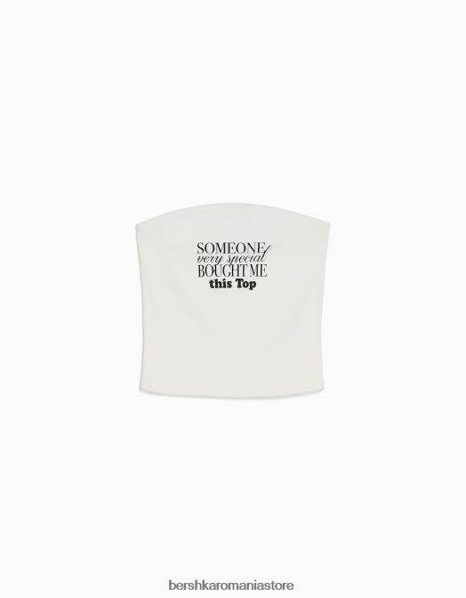 Bershka femei top tip bandeau imprimat aproape alb Z86D886 îmbrăcăminte