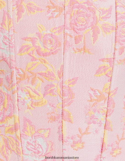 Bershka femei top tip corset cu bretele cu imprimeu texturat roz Z86D659 îmbrăcăminte