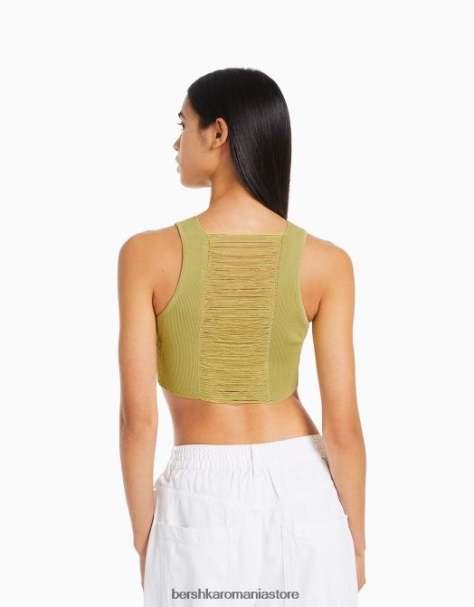 Bershka femei top tricotat deschis verde Z86D855 îmbrăcăminte