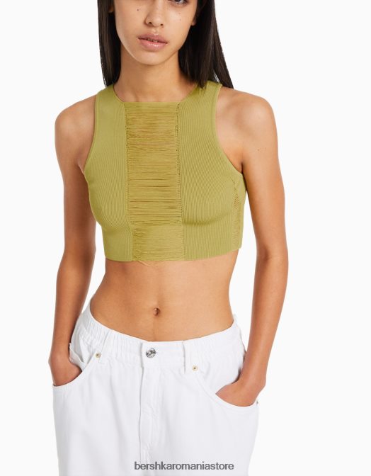 Bershka femei top tricotat deschis verde Z86D855 îmbrăcăminte