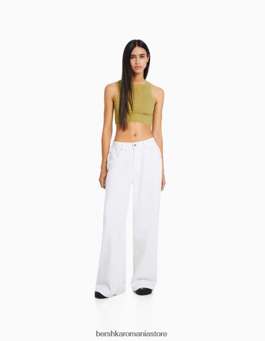 Bershka femei top tricotat deschis verde Z86D855 îmbrăcăminte