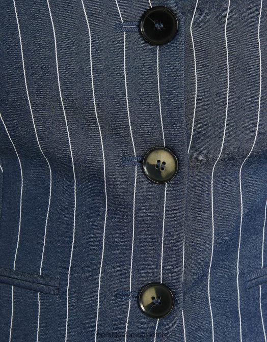 Bershka femei vestă croită cu dungi cu umeri expuși albastru inchis Z86D672 îmbrăcăminte