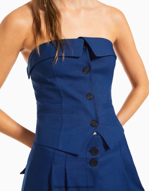 Bershka femei vestă de corset croită cu umeri expuși albastru Z86D684 îmbrăcăminte