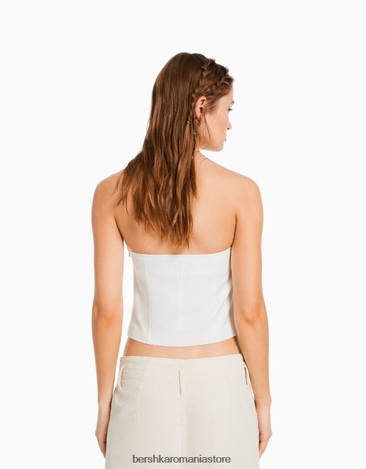Bershka femei vestă de corset croită cu umeri expuși aproape alb Z86D683 îmbrăcăminte