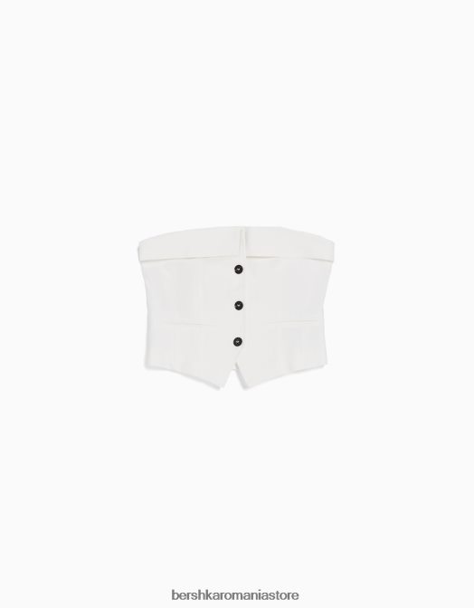 Bershka femei vestă de corset croită cu umeri expuși aproape alb Z86D683 îmbrăcăminte
