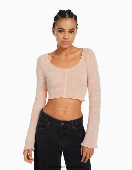 Bershka femei pulover cret roz Z86D1015 îmbrăcăminte