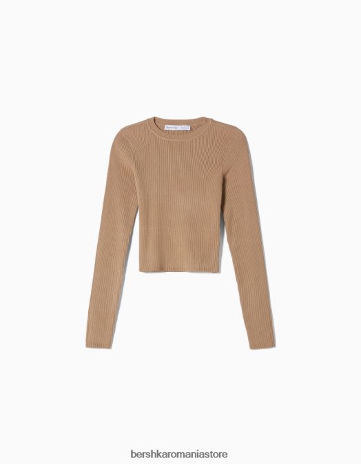 Bershka femei pulover cu decolteu cămilă Z86D1072 îmbrăcăminte