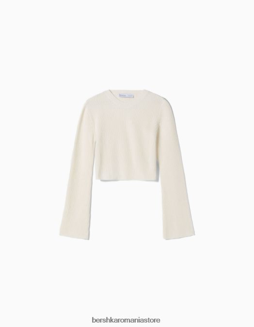 Bershka femei pulover cu decolteu cremă Z86D1056 îmbrăcăminte