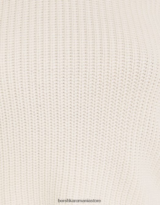 Bershka femei pulover cu decolteu cremă Z86D1056 îmbrăcăminte