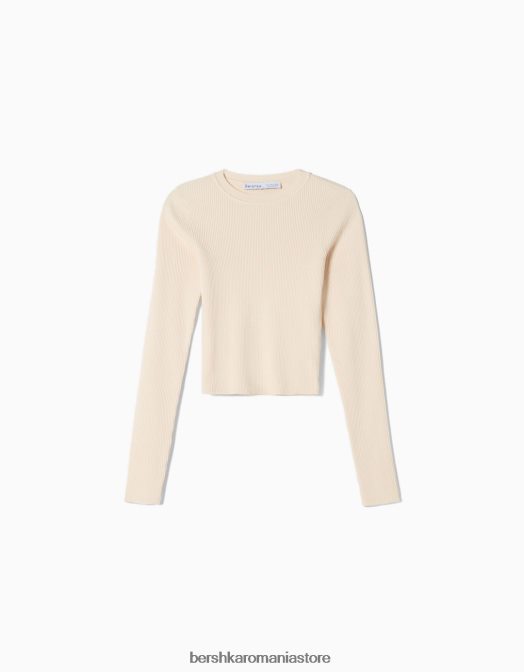 Bershka femei pulover cu decolteu cremă Z86D1073 îmbrăcăminte