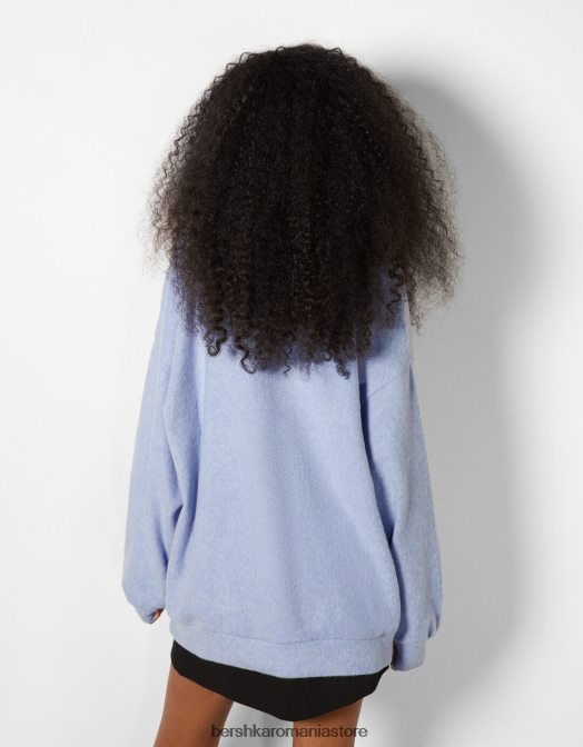 Bershka femei pulover cu decolteu în V albastru Z86D1004 îmbrăcăminte