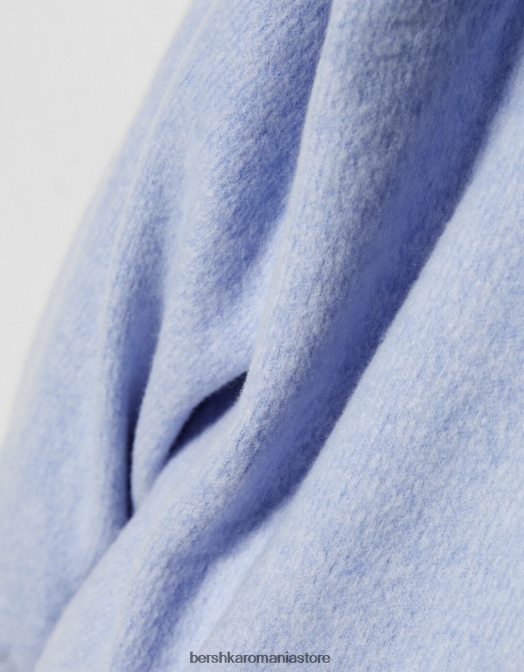 Bershka femei pulover cu decolteu în V albastru Z86D1004 îmbrăcăminte