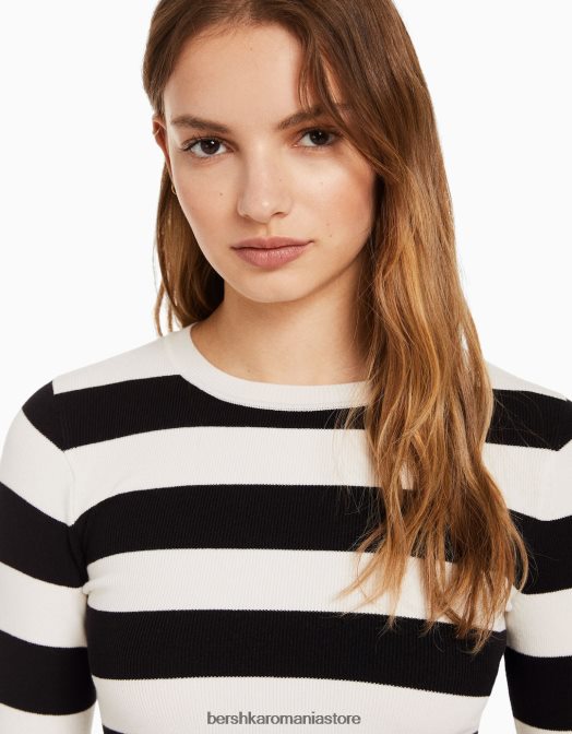 Bershka femei pulover cu decolteu negru Z86D1070 îmbrăcăminte