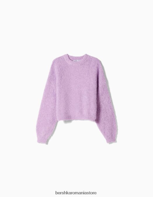 Bershka femei pulover cu decolteu violet Z86D1085 îmbrăcăminte