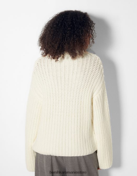 Bershka femei pulover cu gât fals alb Z86D1034 îmbrăcăminte