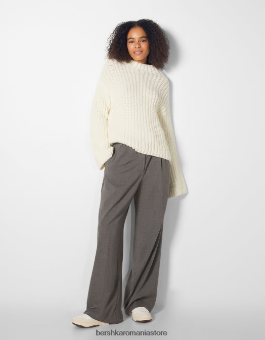 Bershka femei pulover cu gât fals alb Z86D1034 îmbrăcăminte