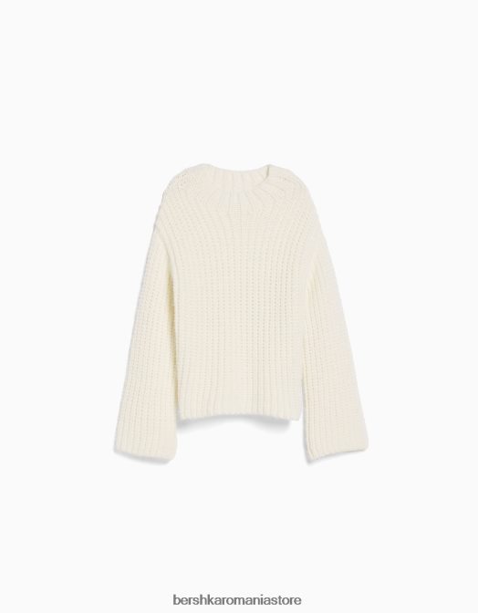 Bershka femei pulover cu gât fals alb Z86D1034 îmbrăcăminte
