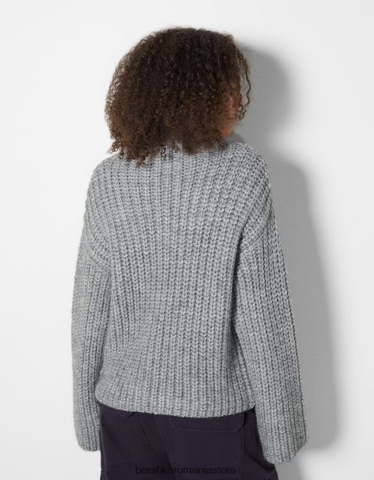 Bershka femei pulover cu gât fals gri Z86D1033 îmbrăcăminte