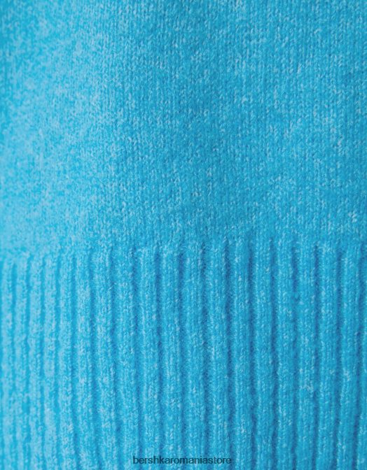 Bershka femei pulover cu guler polo albastru Z86D1030 îmbrăcăminte