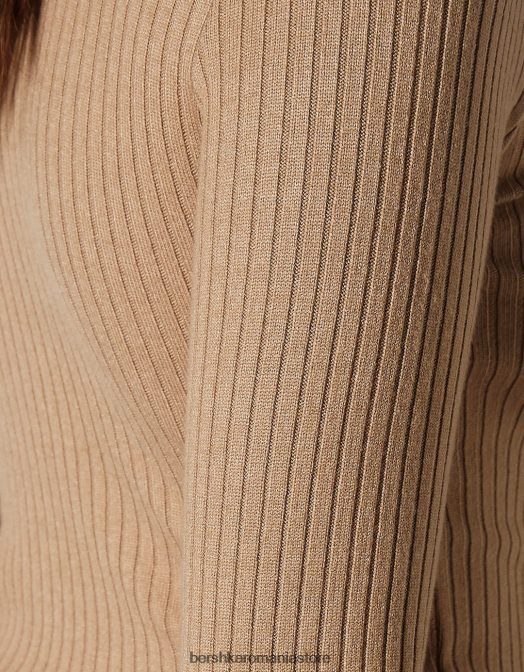 Bershka femei pulover cu guler rotit cămilă Z86D1013 îmbrăcăminte