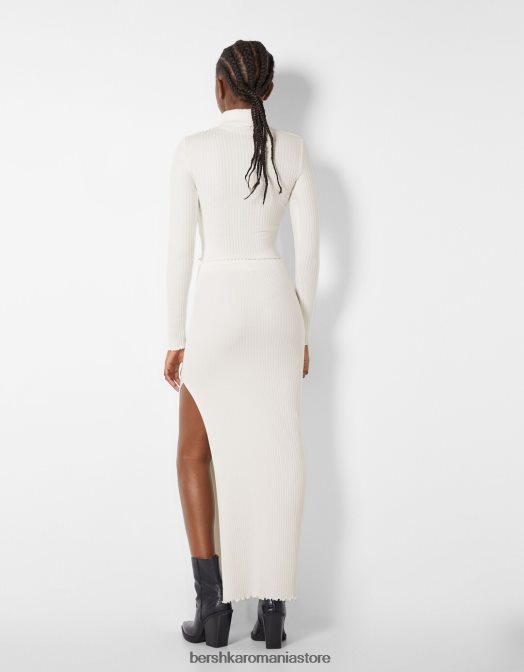 Bershka femei pulover cu guler rotit cremă Z86D1014 îmbrăcăminte