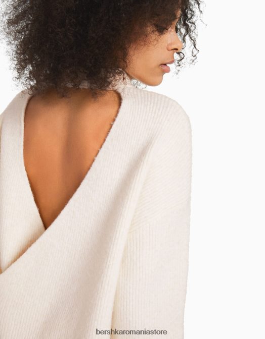 Bershka femei pulover cu spatele deschis cremă Z86D1090 îmbrăcăminte
