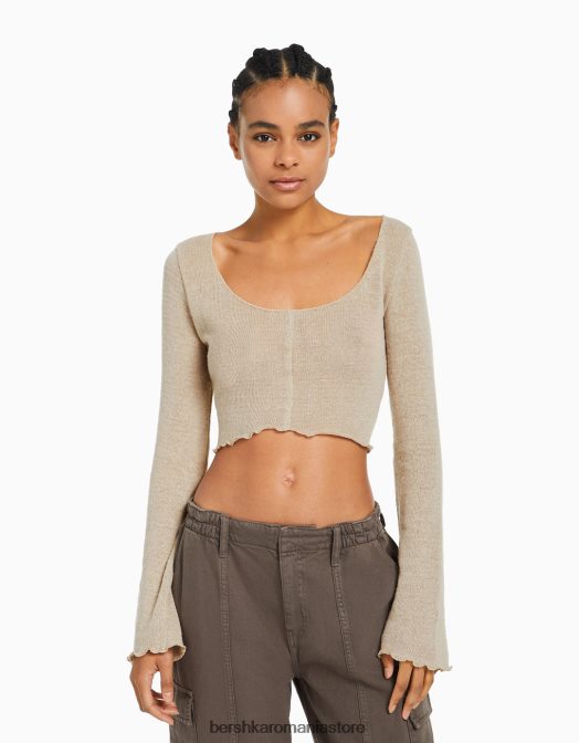 Bershka femei pulover cu tiv cret piatră Z86D1016 îmbrăcăminte