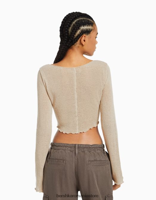 Bershka femei pulover cu tiv cret piatră Z86D1016 îmbrăcăminte