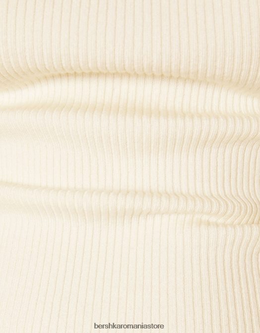 Bershka femei pulover cu un design de colier choker din material textil cremă Z86D1040 îmbrăcăminte