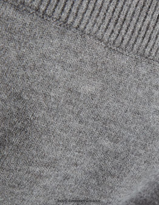 Bershka femei pulover decoltat cu decolteu în V gri Z86D1092 îmbrăcăminte