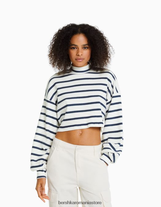 Bershka femei pulover decupat aproape alb Z86D1035 îmbrăcăminte