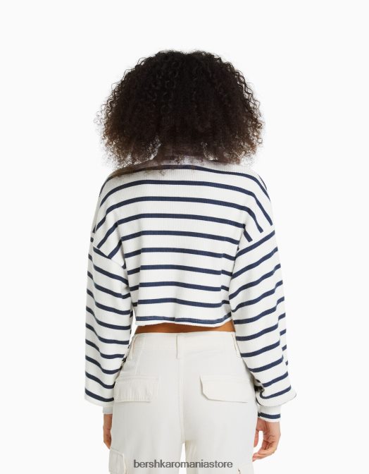 Bershka femei pulover decupat aproape alb Z86D1035 îmbrăcăminte