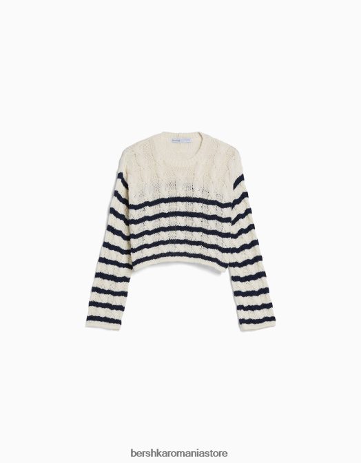 Bershka femei pulover din tricot cu cablu cremă Z86D1086 îmbrăcăminte